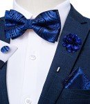 DiBanGu Men's Blue Silk Bow Tie Set