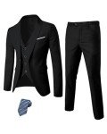 Men's Slim Fit 3-Piece Black Suit Set