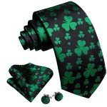 St. Patrick's Day Tie Set for Men - Green & Black