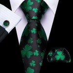 St. Patrick's Day Tie Set for Men - Green & Black