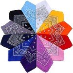 12-Pack Multicolor Bandanas for Men & Women