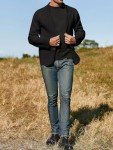 Men's Lightweight Black Knit Blazer with Pockets