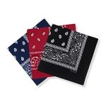 Men's 3-Pack Cotton Paisley Bandanas - Navy/Red/Black