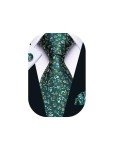 Barry.Wang Green Floral Tie Set with Accessories
