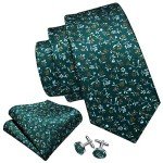 Barry.Wang Green Floral Tie Set with Accessories