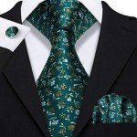 Barry.Wang Green Floral Tie Set with Accessories