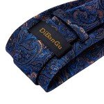 Extra Long Blue Paisley Tie Set for Men