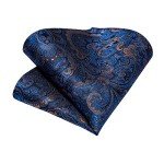 Extra Long Blue Paisley Tie Set for Men