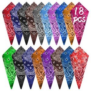 18pcs Tie Dye Paisley Bandanas for Men