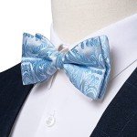 Light Blue Silk Bow Tie and Cufflinks Set