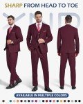 YND Men's Burgundy Slim Fit 3 Piece Suit Set