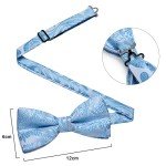 Light Blue Silk Bow Tie and Cufflinks Set