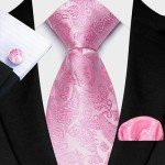 Men's Pink Paisley Tie Set with Cufflinks