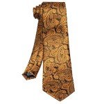 Men's Gold & Black Paisley Tie Set with Pocket Square