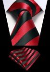 HISDERN Men's Striped Tie and Pocket Square Set