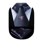 Men's Dark Grey Elephant Tie and Pocket Square Set