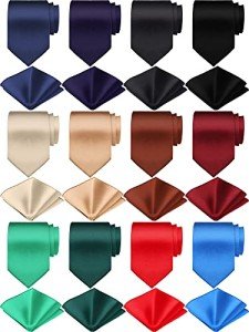Classic Solid Color Ties and Pocket Square Set