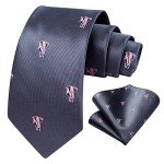 Men's Dark Grey Elephant Tie and Pocket Square Set