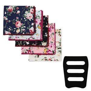 Mantieqingway 5-Pack Cotton Floral Pocket Squares