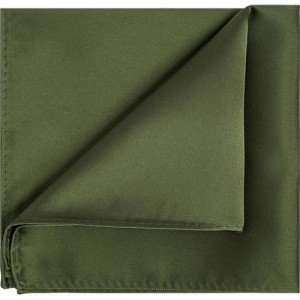 Olive Green Satin Pocket Square with Gift Box