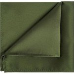 Olive Green Satin Pocket Square with Gift Box