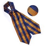 Men's Blue Gold Plaid Silk Cravat Tie Set