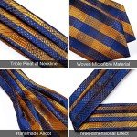 Men's Blue Gold Plaid Silk Cravat Tie Set