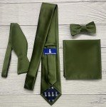Olive Green Satin Pocket Square with Gift Box