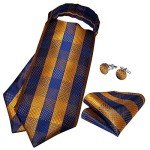 Men's Blue Gold Plaid Silk Cravat Tie Set