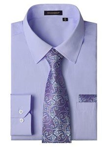 Men's Lavender Long Sleeve Dress Shirt & Tie Set