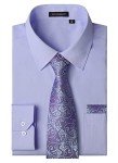 Men's Lavender Long Sleeve Dress Shirt & Tie Set