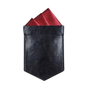 Men's Leather Pocket Square Holder - Black