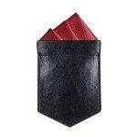 Men's Leather Pocket Square Holder - Black
