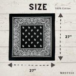 MDSTYLE Extra Large Cotton Paisley Bandanas - 3 Pack