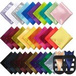 60 Assorted Men's Pocket Squares and Holders