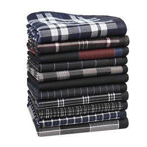 HOULIFE Men's Black Checkered Cotton Handkerchiefs - 11 PCS