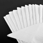 Umo Lorenzo Men's 100% Cotton White Handkerchiefs - 12 Pack