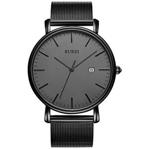 BUREI Men's Minimalist Analog Date Watch - Dark Gray