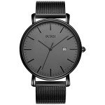 BUREI Men's Minimalist Analog Date Watch - Dark Gray