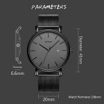 BUREI Men's Minimalist Analog Date Watch - Dark Gray