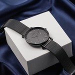 BUREI Men's Minimalist Analog Date Watch - Dark Gray