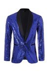 Blue Sequin Tuxedo Blazer for Men, X-Large