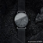 BUREI Men's Minimalist Analog Date Watch - Dark Gray