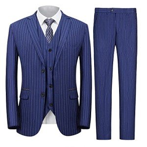 Men’s Slim Fit Pinstripe 3-Piece Suit Set