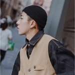 Black Knit Beanie Hat for Men and Women