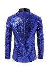 Blue Sequin Tuxedo Blazer for Men, X-Large