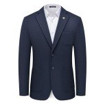 Men's Navy Blue Casual Knit Blazer Jacket