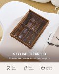 Sleek Walnut Sunglasses Organizer with 8 Slots