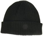 Timberland Men's Black Ribbed Beanie with Logo
