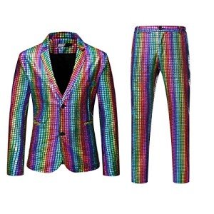 Men's Gradient Sequins 2-Piece Disco Suit Set